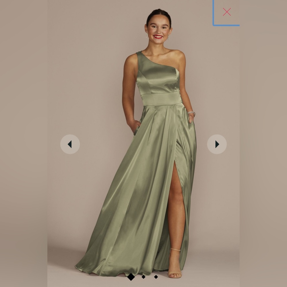 Like New one-shoulder draped charmeuse bridesmaid dress
